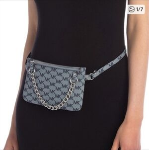 Michael Kors Gray MK Signature Chain-Handle Crossbody/belt bag
